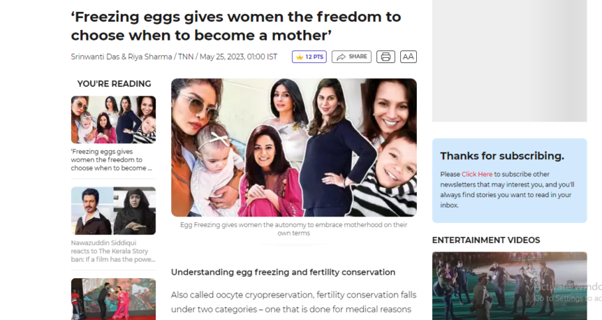 egg freezing in India